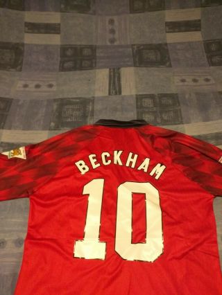 Rare Old Manchester United Home Football Shirt - Jersey Large Man Beckham 10. 2