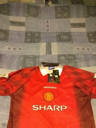 Rare Old Manchester United Home Football Shirt - Jersey Large Man Beckham 10. 3