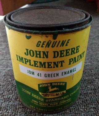 Rare 1950s John Deere Quart Paint Can.  Green.  Full