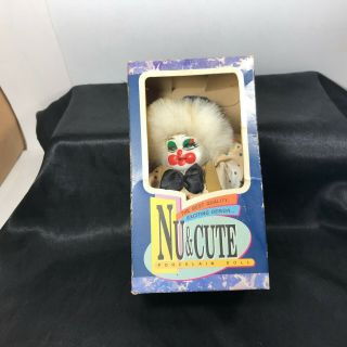 Vintage Nu & Cute Porcelain Doll Nib Clown 6”