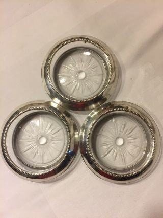 Vintage Frank M.  Whiting & Co.  Sterling Silver Starburst Coasters