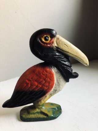 Vintage Antique Figural Cast Iron Paint Decorated Pelican Bottle Opener