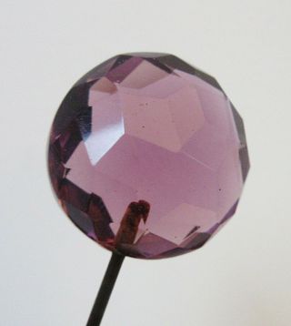Antique Hatpin Large Faceted Amethyst Glass