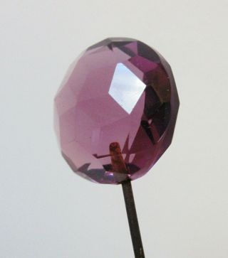 Antique Hatpin Large Faceted Amethyst Glass 2
