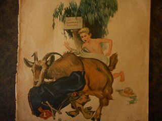 1926 Cappers Farmer Goat Boy Swimming Cover ONLY Print 2 sided Antique apx 10x15 2