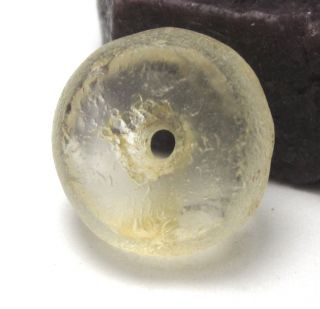 Rare Stunning Ancient Clear Crystal Rock Quartz Disk Bead 9mm X 17mm
