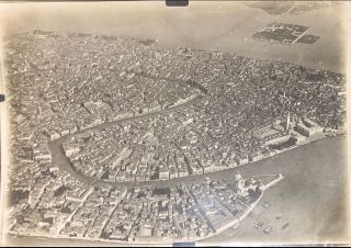Ww1 Vintage Aerial View Venice Taken By French Aviator Over 100 Years Old