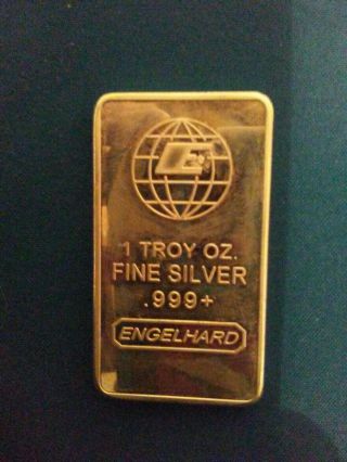 Fine Silver Bar Engelhard 1 Troy Oz.  Globe Logo.  999,  Rare No Serial Number