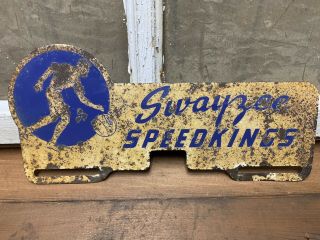 Vintage Old Swayzee Indiana Speedkings License Plate Topper Sign Rare