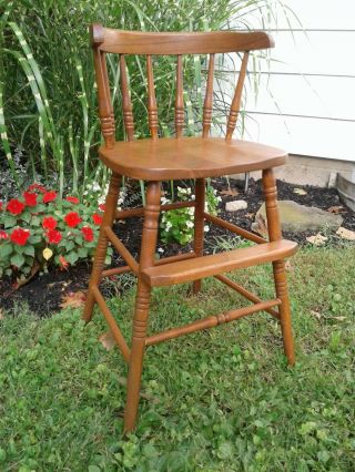 Vintage Wooden High Chair Youth Chair Toddler Booster 30” High Doll Display