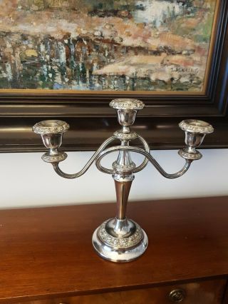 Vintage Ianthe Silver Plated Three Branch Candelabra.  Made In England