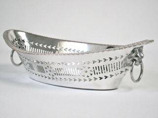 Old Sheffield Style Silver Plate On Copper 11 " Bread Or Fruit Basket