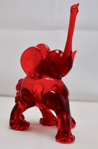 Rare Large Murano Red Elephant Sommerso Art Glass