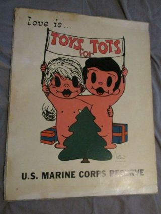 Vintage Christmas Love Is Toys For Tots Us Marines Corps Reserve Poster 24 X 19
