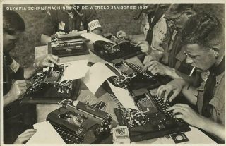 1937 Boy Scout World Jamboree Netherlands Press At Work Olympia Typewriters Rare