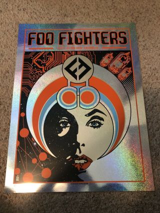 Foo Fighters Cincinnati Oh Poster Signed Numbered Rare Foil Limited Ap Ae Ewing