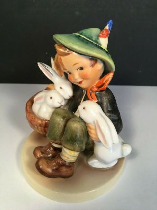 Rare Vintage Hummel Goebel Figurine 4 " Playmates Boy With Bunny 58/i Rabbits Nr