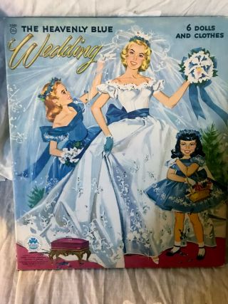 Vintage 1955 The Heavenly Blue Wedding Paper Doll Cutout Book