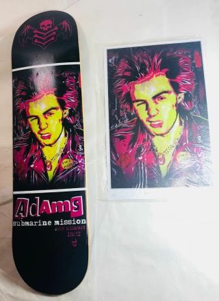 Jason Adams Sid Vicious Skateboard Deck And Autographed Print