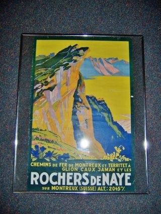 Vintage Travel Poster Rochers De Naye By Emil Muller 1927 Swiss Alps Orig But
