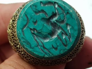 STUNNING VERY RARE MEDIEVAL SILVERED MASSIVE RING SEAL IMAZING.  23,  2 GR.  22 MM 3
