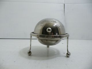 Vintage Silver Plated Domed Roll Top Caviar/butter Dish Glass Insert