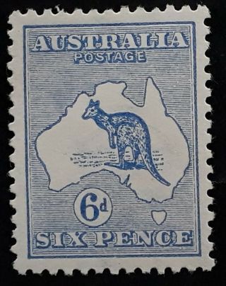Rare 1913 - Australia 6d Ultramarine Kangaroo Stamp 1st Wmk Die 2