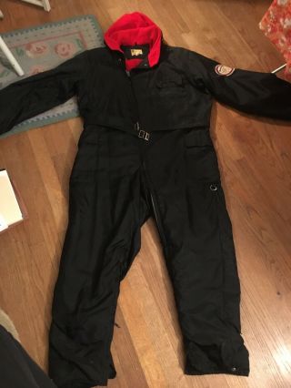 Vintage Bombardier Ski Doo Black With Red Snowsuit Authentic Old Logo Patch