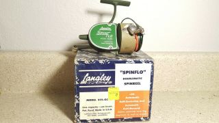 Vintage Langley Spin Flo Model 822gb Spincast Reel And Paperwork.