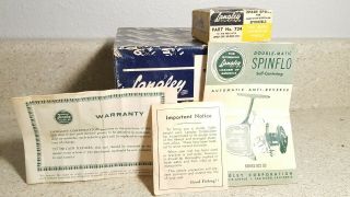 Vintage Langley Spin Flo Model 822GB Spincast Reel And Paperwork. 2