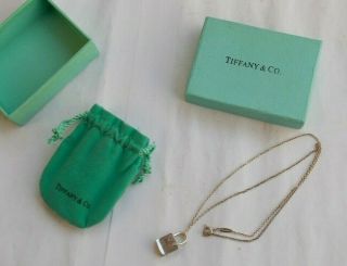 Rare Vintage Sterling Silver Tiffany & Co.  Shopping Bag Charm Necklace & Box Bag