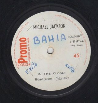 Rare 12 Michael Jackson - In The Closet Costa Rica Single - Sided Promo