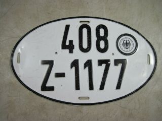 Vintage/antique Bundesfinanzverwaltung D German License Plate Oval 408 Z - 1177
