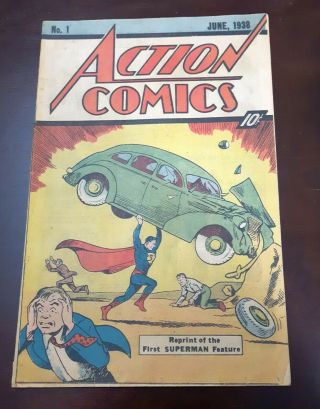 Action Comics No.  1 1976 Sleeping Bag Reprint 10 Cent First Superman Rare