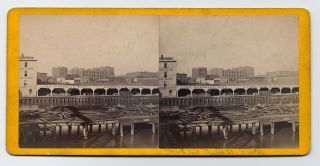 S.  M.  Fassett: Wells Street Bridge Chicago Illinois Rare Stereoview 1860s Sv