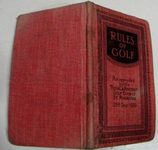 Rules Of Golf/1920/rare 1st Edition/by The Royal Ancient Golf Club Of St Andrews