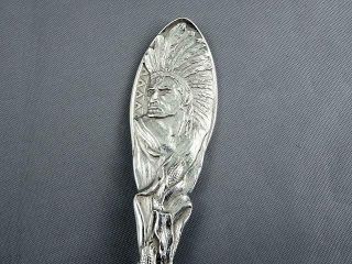 Antique Sterling Silver Niagara Souvenir Spoon 1891 Indian Chief In Head Dress