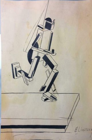 Rare Painting Signed El Lissitzky (proun)