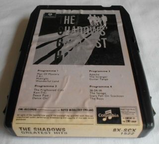 The Shadows Greatest Hits Rare 8 Track Tape Columbia 8x - Scx 1522 Apache
