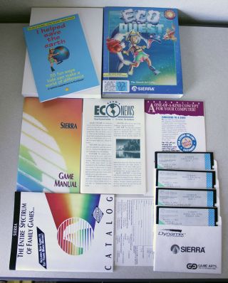Eco Quest Rare Complete Cib (ms - Dos 5 - 1/4 " Hd Pc Sierra,  1991),  Sticker Book