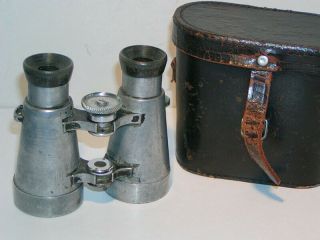 Antique German Wwi Era Fernglas 08 Binoculars 94664,  W/ Case