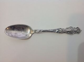 Sterling Silver Souvenir Spoon.  High Rock Spring.  Saratoga 1767.  Indian Warrior