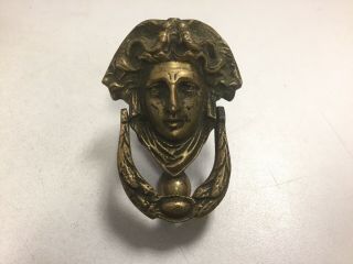 Vintage Antique Solid Brass Greek God Face Door Knocker