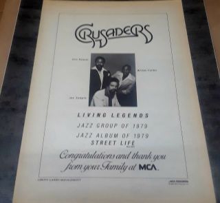 Crusaders Rare Vintage 1980 Trade Ad Pin - Up Promo Poster Joe Sample Stix Hooper