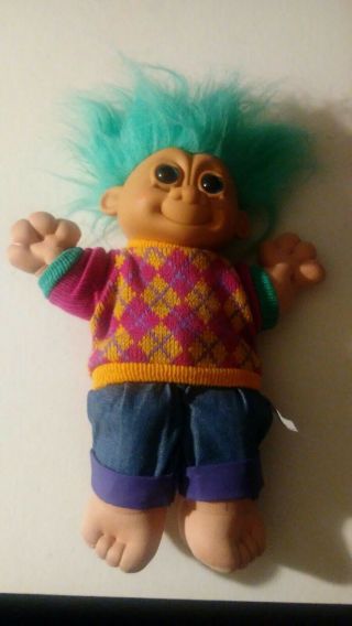 Vintage Russ 12 Inch Troll Doll 2358 Aqua Hair