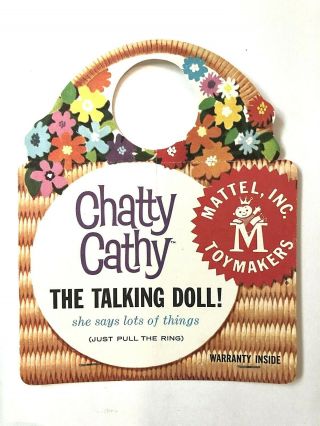 Vintage Chatty Cathy Doll Tag Mattel Mid Century 1960s Private Roslynk4696