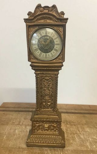 Old Antique Vintage Miniature Long Case Grandfather Mantle Clock 11” Gb