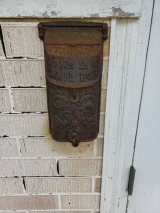 Vintage Antique Cast Iron Standard No.  2 Mailbox 12 " X 6 " Peak Hole Art Nouveau