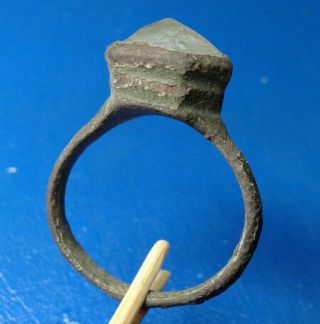 Ancient Bronze Ring With White Stone.