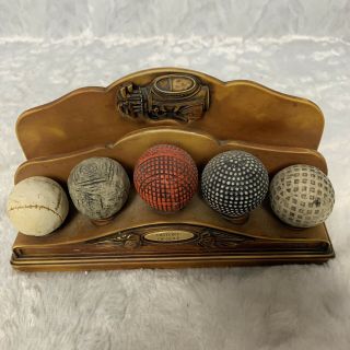 Antique History Craft Early Golf Balls Wood Resin Mail Letter Holder Rack